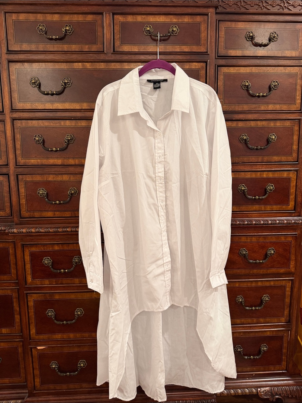 Long White Button-Up Shirt - Classic Oversized Style